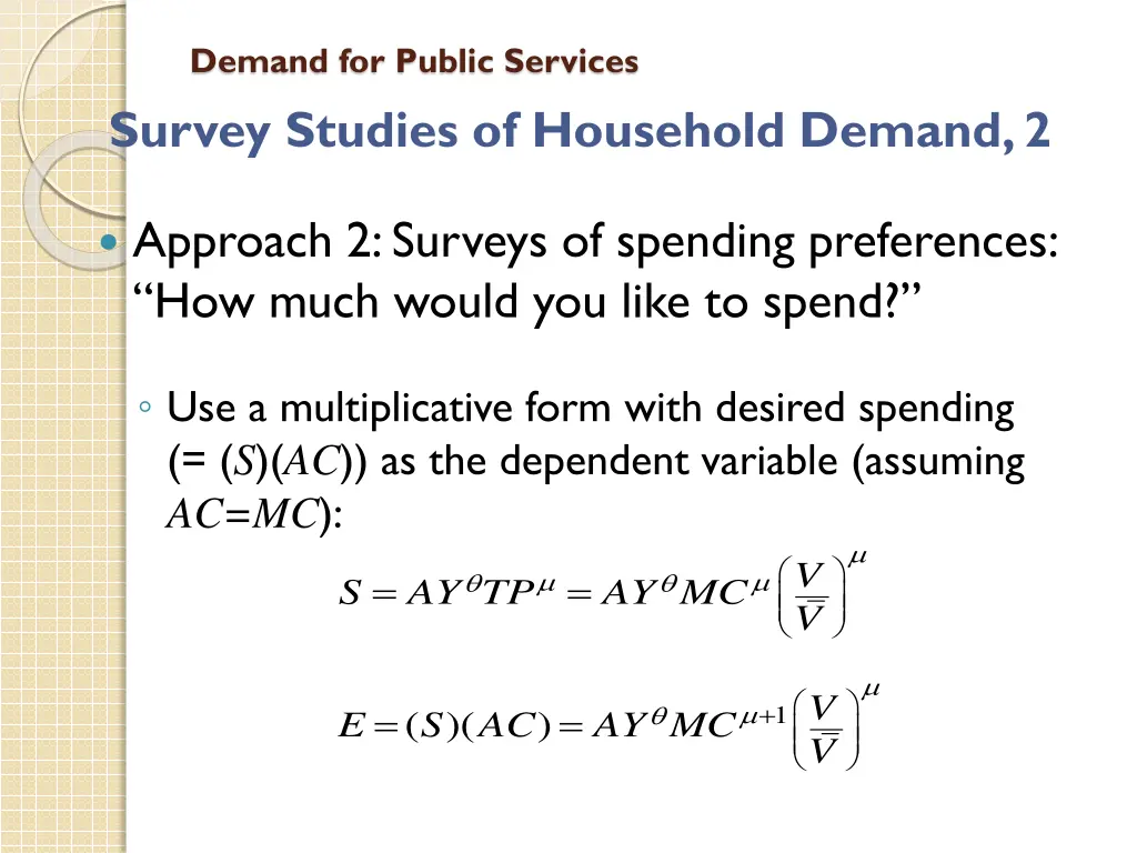 demand for public services survey studies
