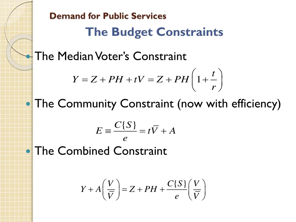 demand for public services the budget constraints