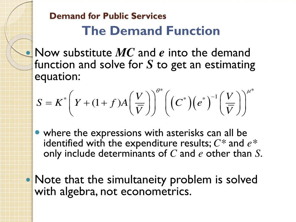 demand for public services the demand function