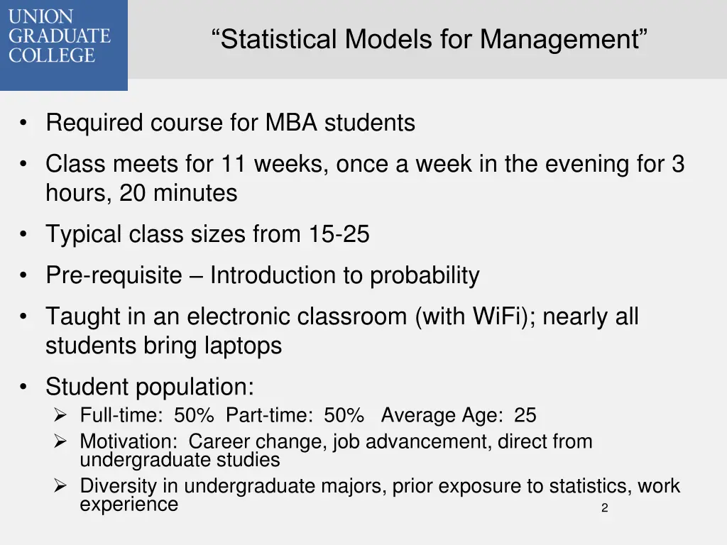 statistical models for management