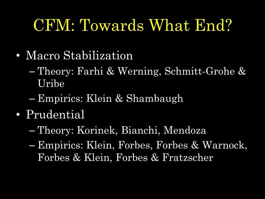 cfm towards what end