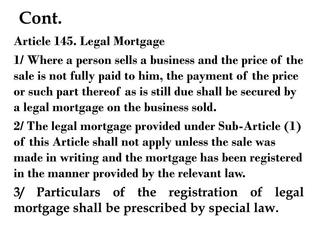 cont article 145 legal mortgage 1 where a person