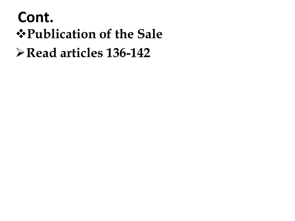 cont publication of the sale read articles 136 142