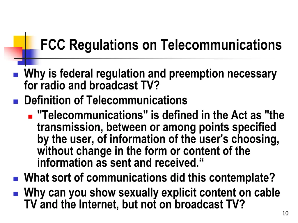fcc regulations on telecommunications