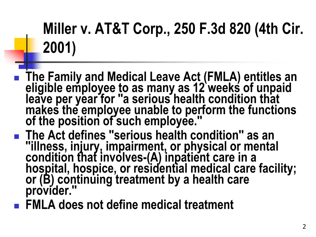 miller v at t corp 250 f 3d 820 4th cir 2001