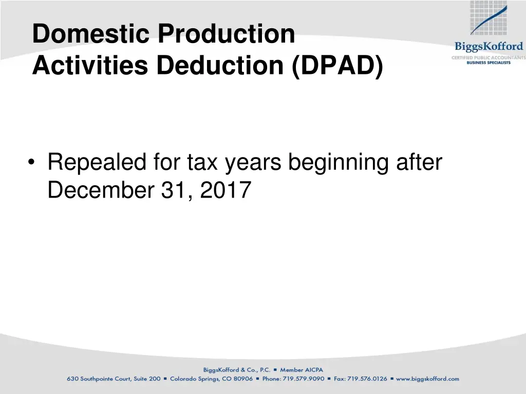 domestic production activities deduction dpad
