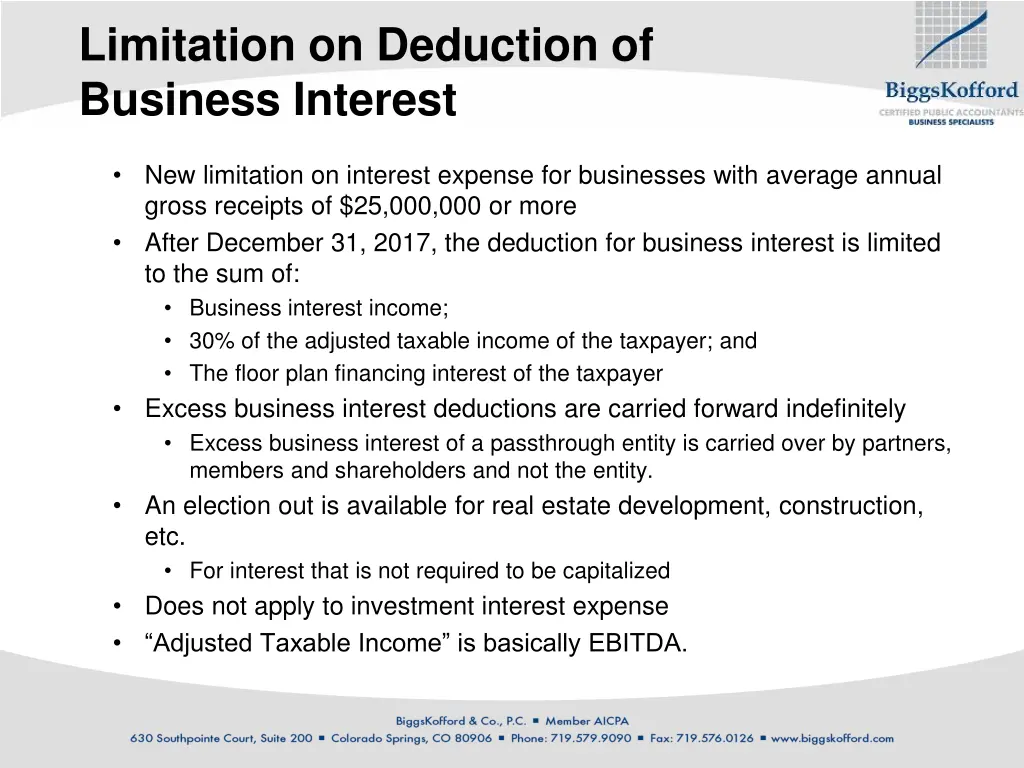 limitation on deduction of business interest
