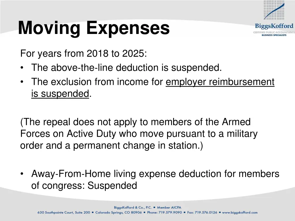 moving expenses