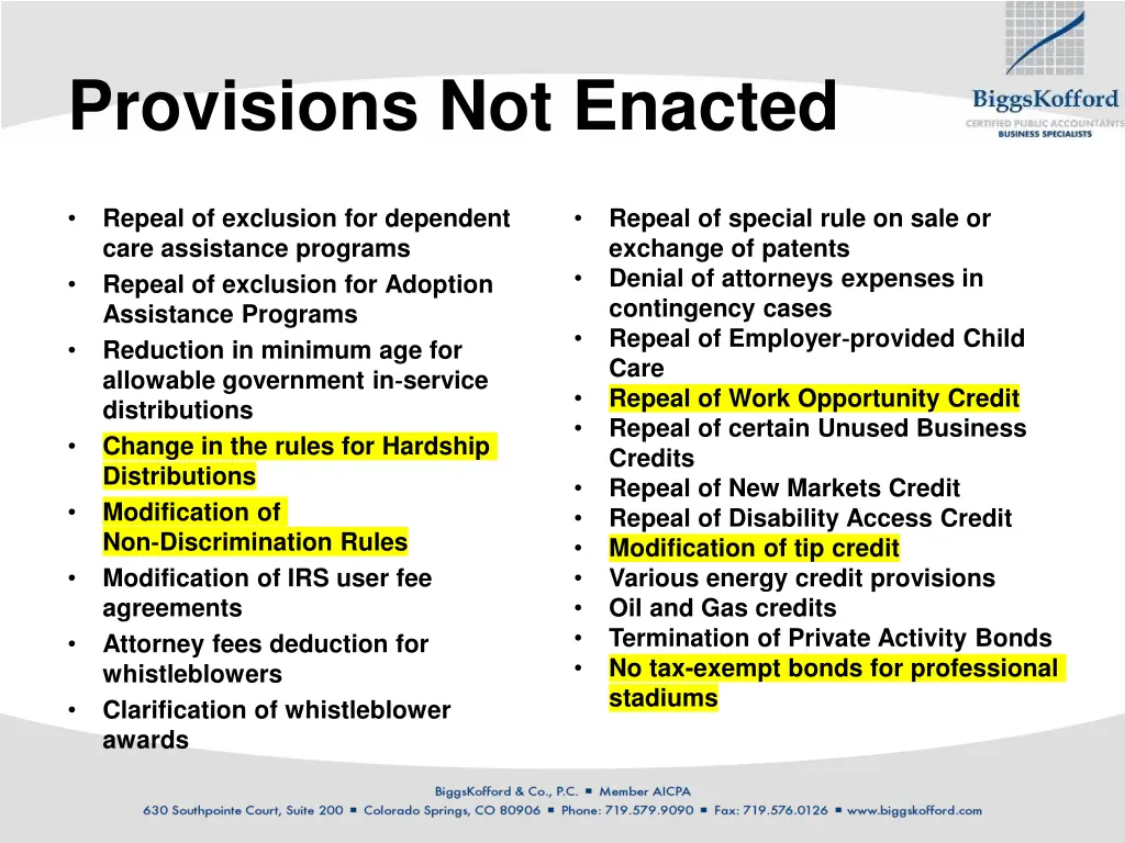 provisions not enacted 1