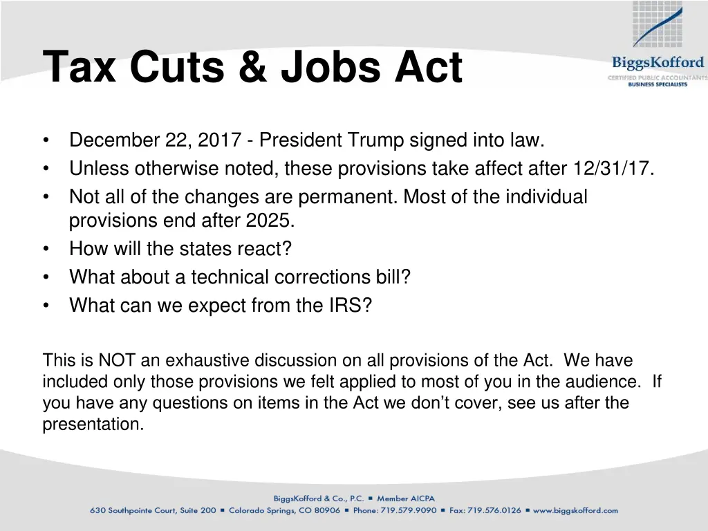 tax cuts jobs act