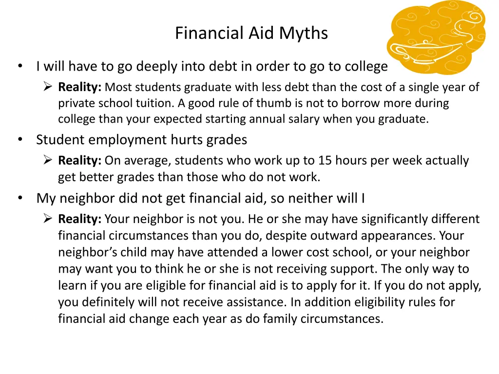 financial aid myths 1