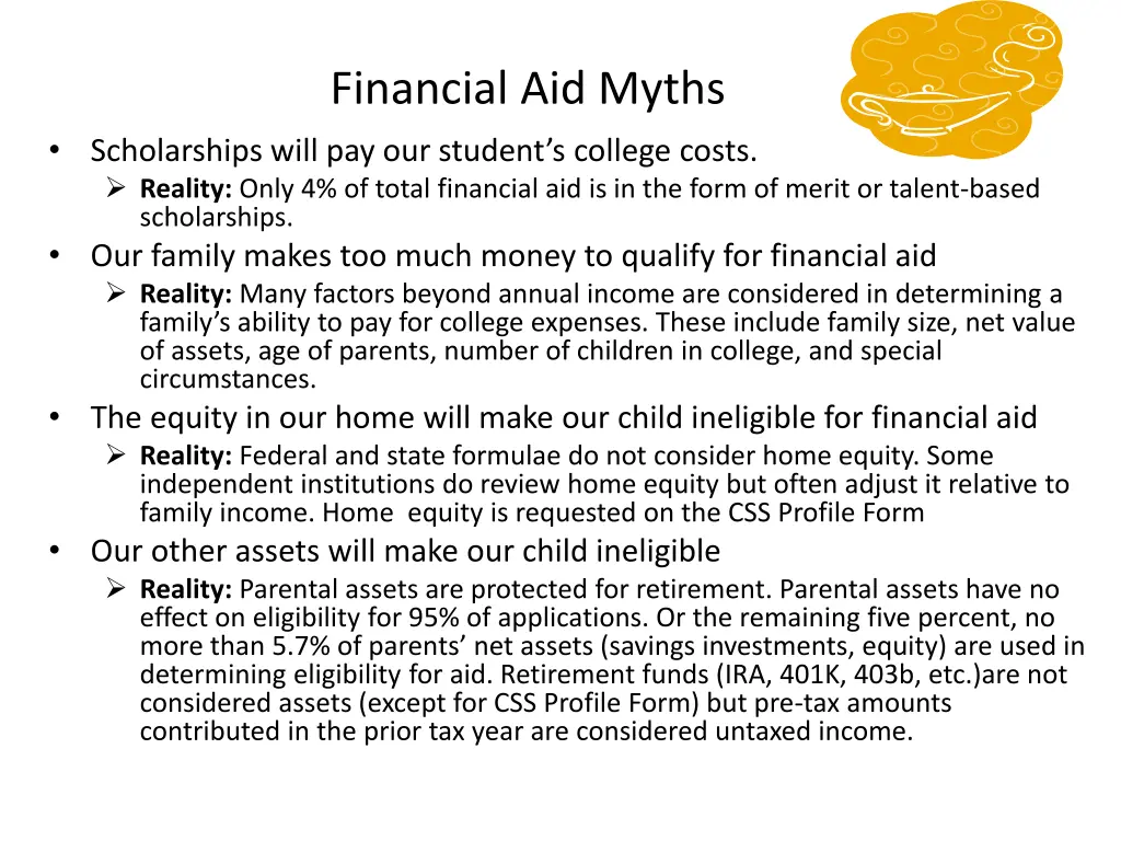 financial aid myths