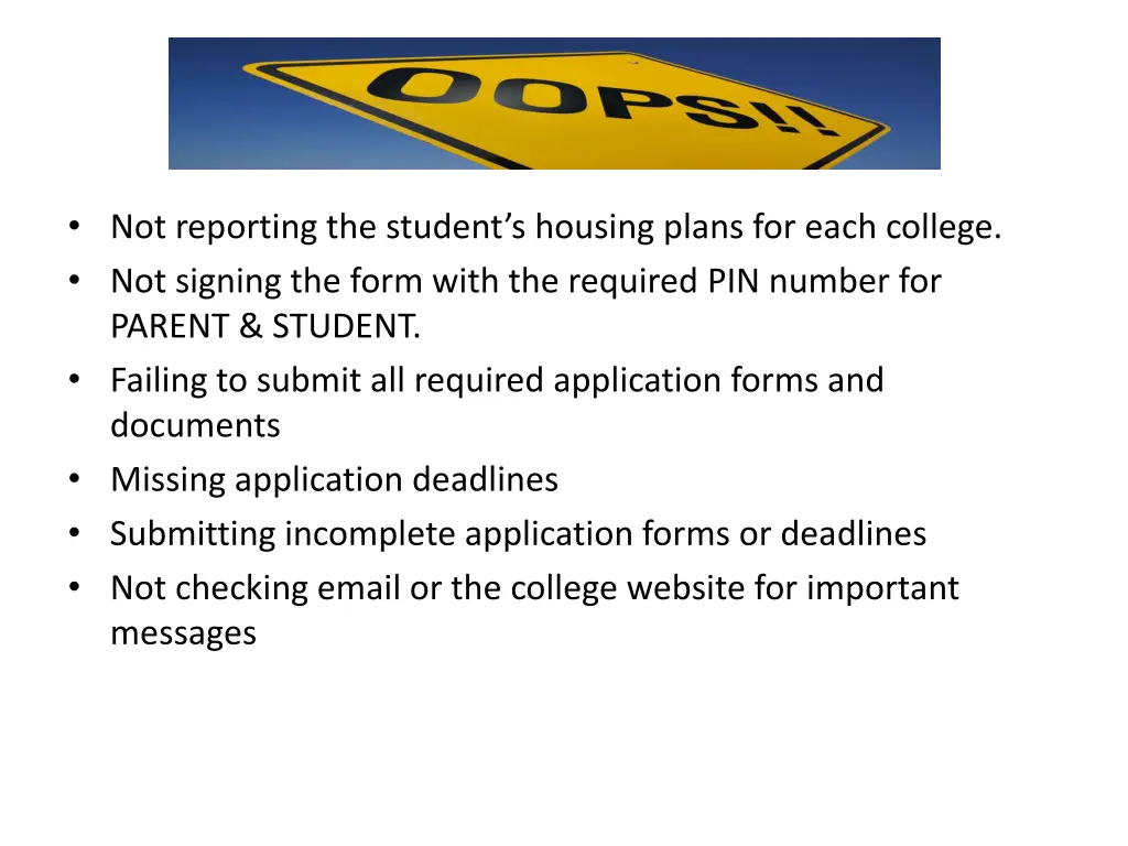 not reporting the student s housing plans