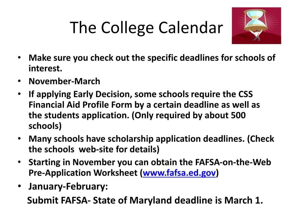 the college calendar