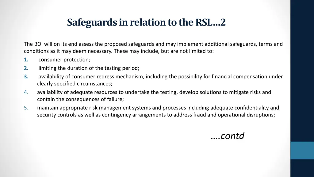 safeguards in relation to the rsl 2