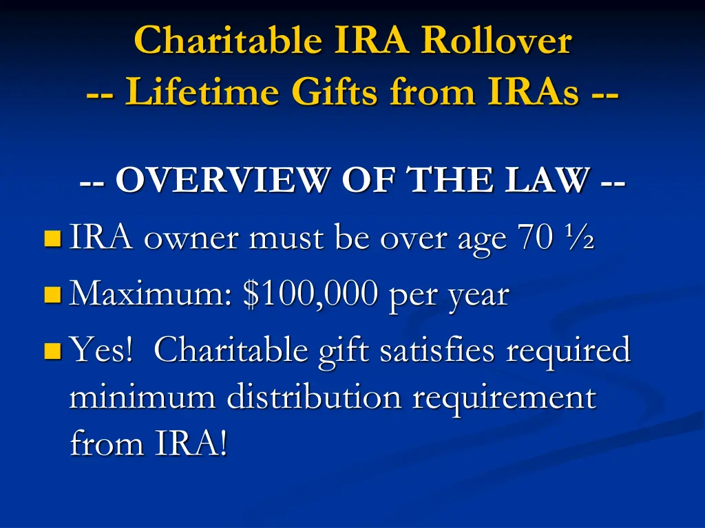 charitable ira rollover lifetime gifts from iras