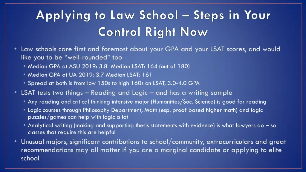 applying to law school steps in your control