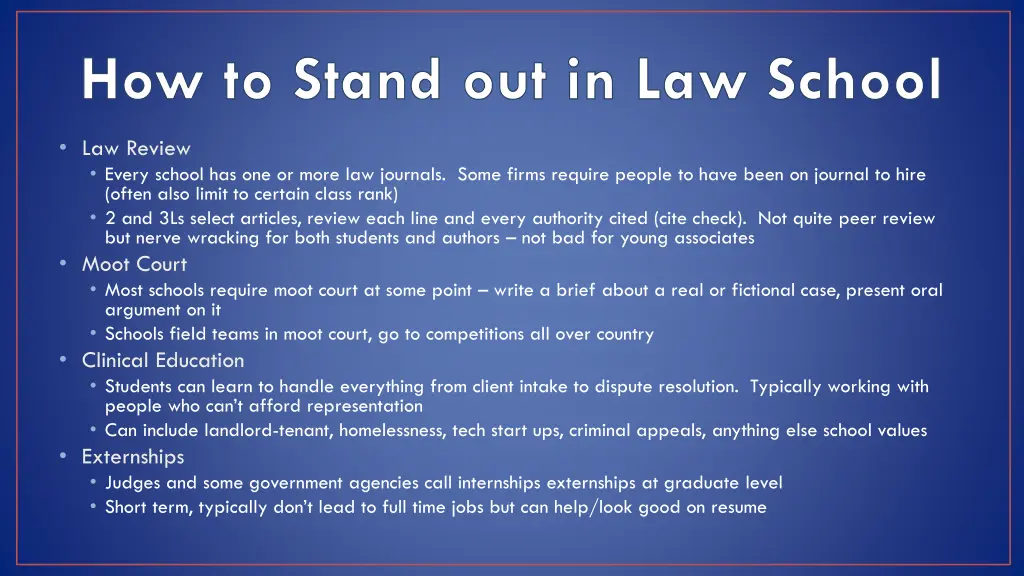 how to stand out in law school