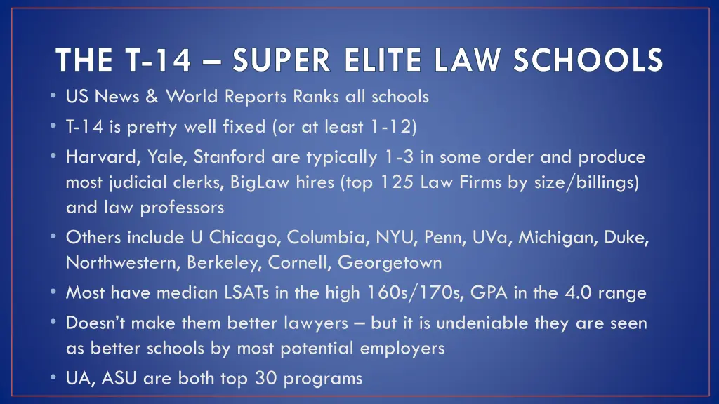the t 14 super elite law schools us news world