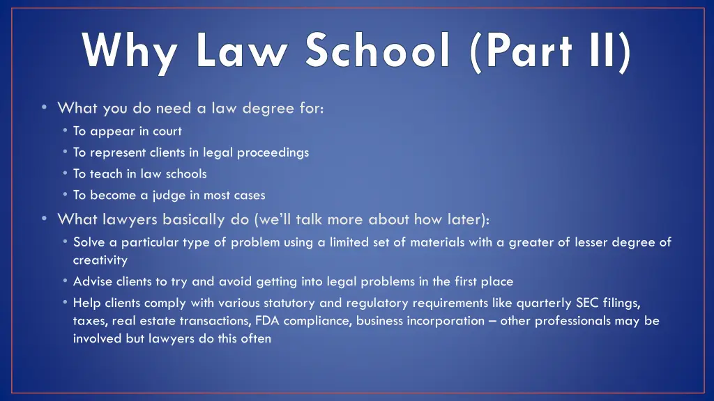 why law school part ii