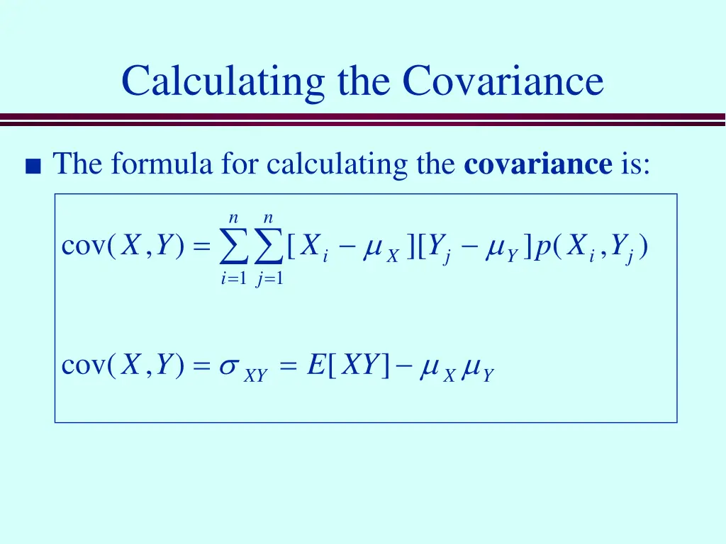 calculating the covariance