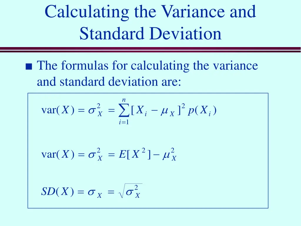 calculating the variance and standard deviation 1