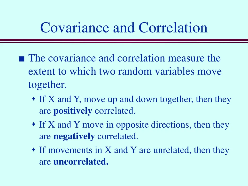 covariance and correlation