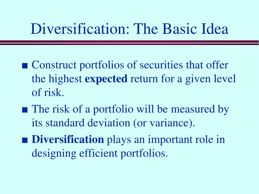 diversification the basic idea