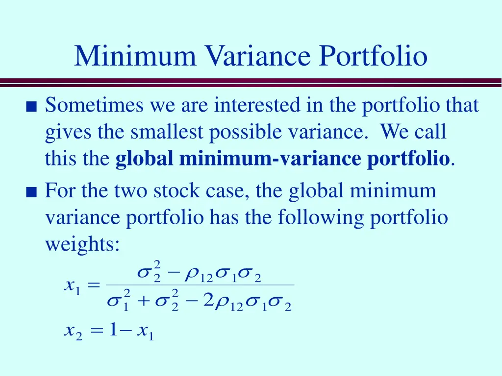 minimum variance portfolio