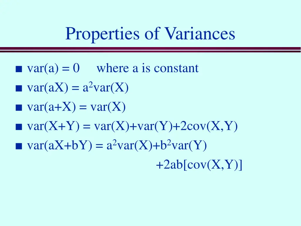 properties of variances