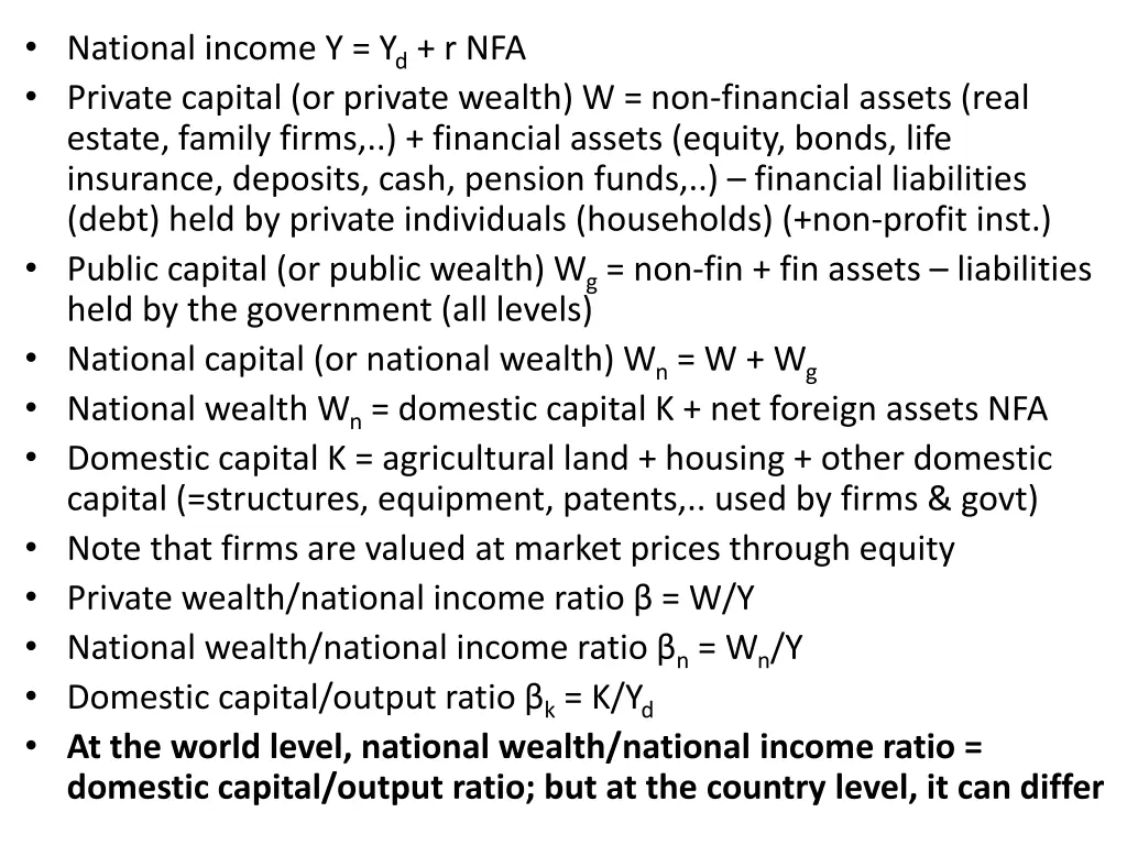 national income y y d r nfa private capital