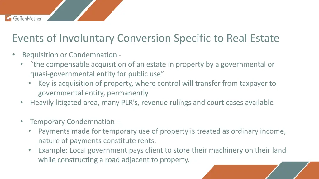 events of involuntary conversion specific to real 1