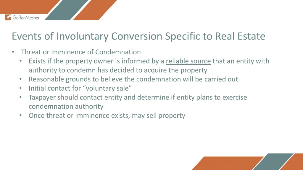 events of involuntary conversion specific to real 2