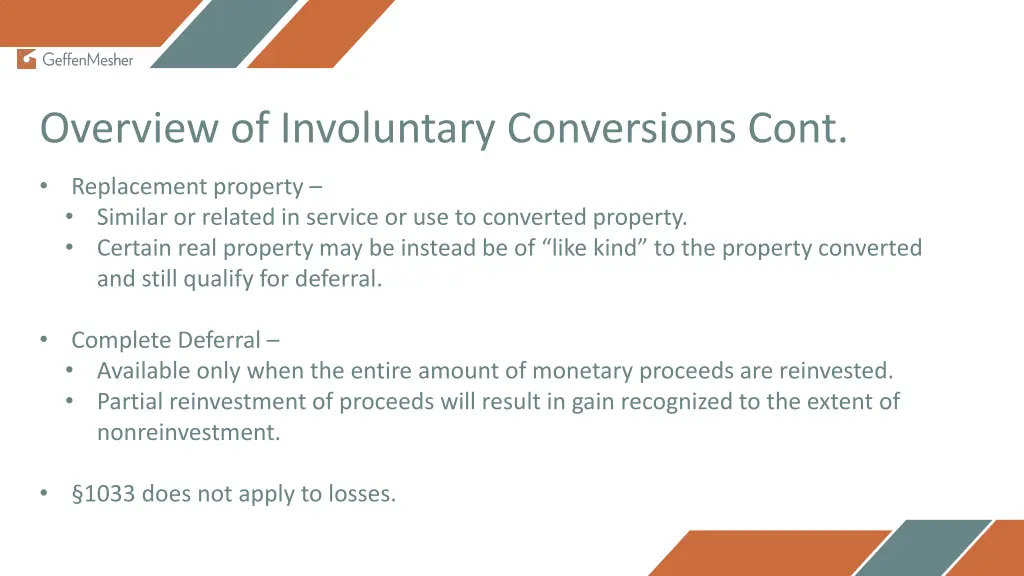 overview of involuntary conversions cont