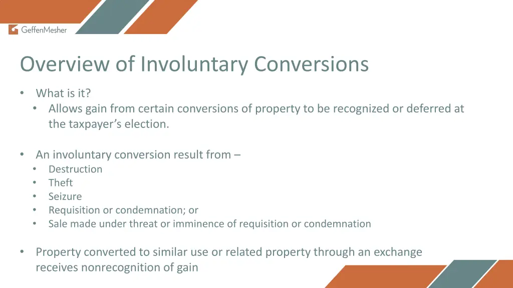overview of involuntary conversions