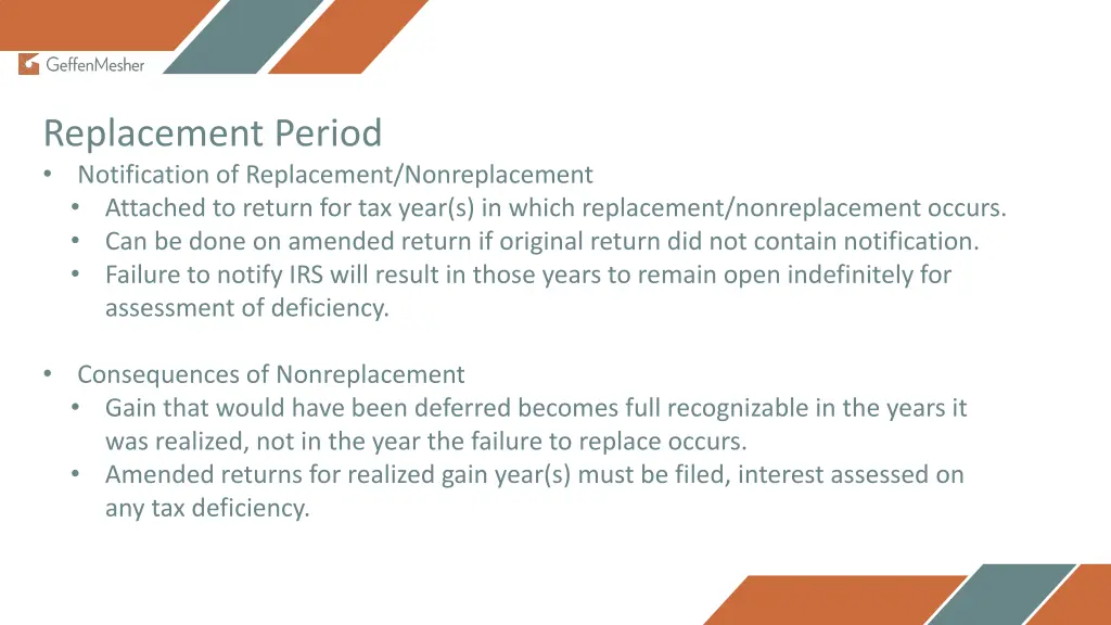replacement period notification of replacement