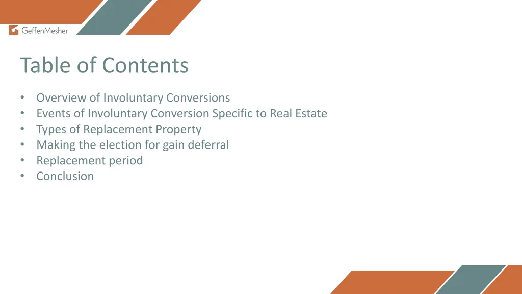 table of contents