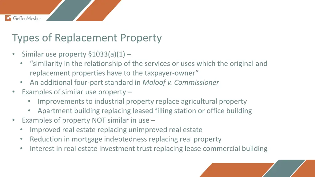 types of replacement property 1