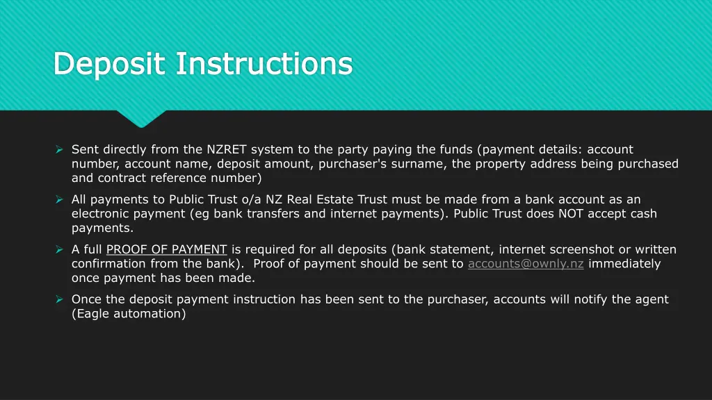 deposit instructions deposit instructions
