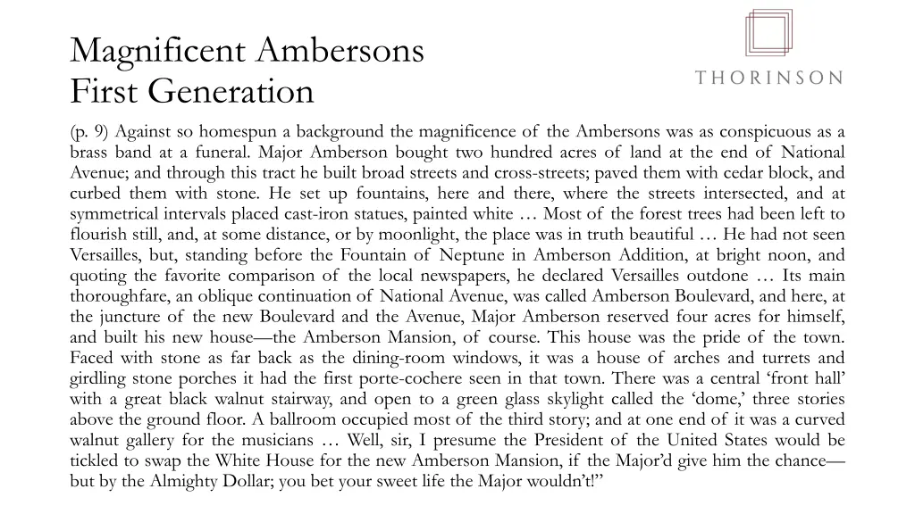 magnificent ambersons first generation