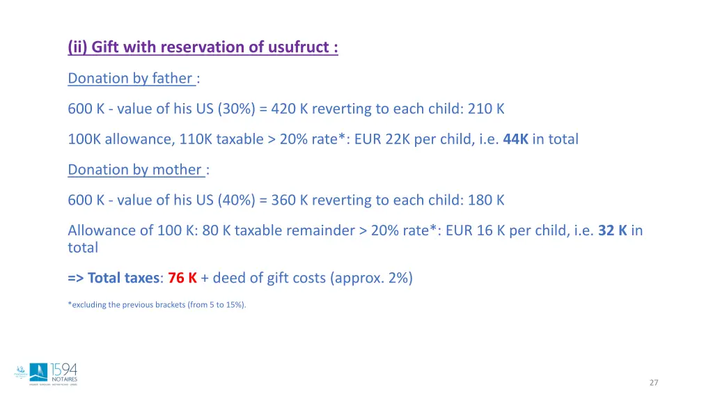 ii gift with reservation of usufruct