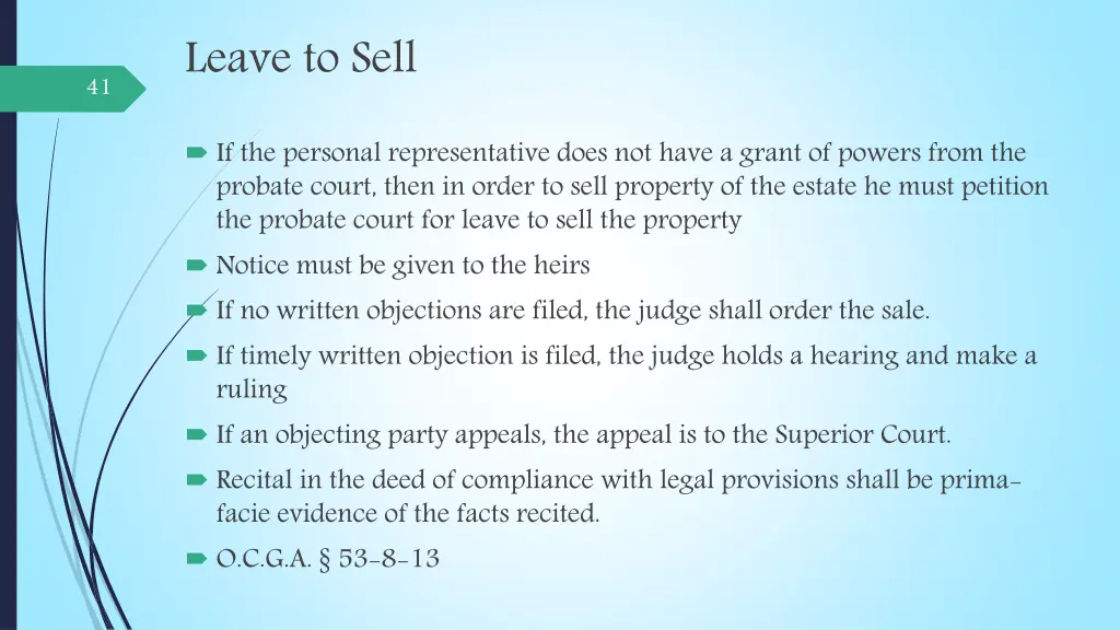 leave to sell