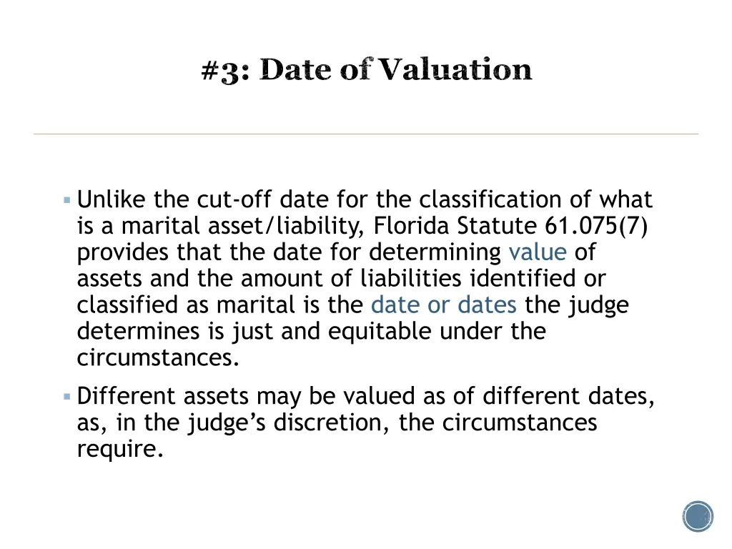 3 date of valuation