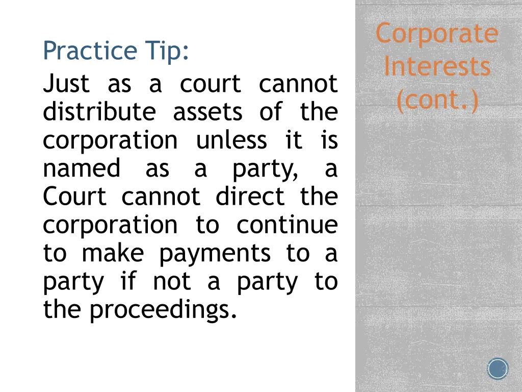 corporate interests cont 1