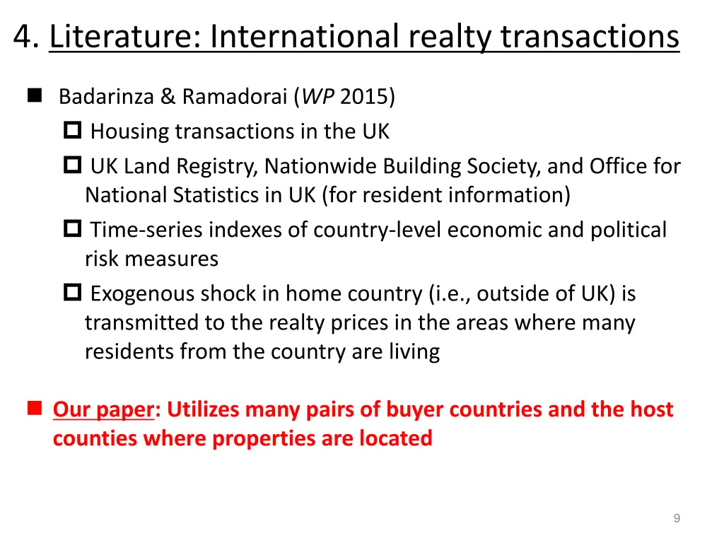 4 literature international realty transactions