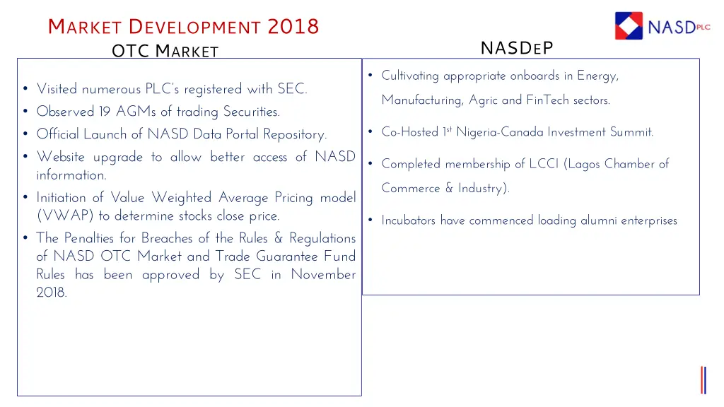 m arket d evelopment 2018
