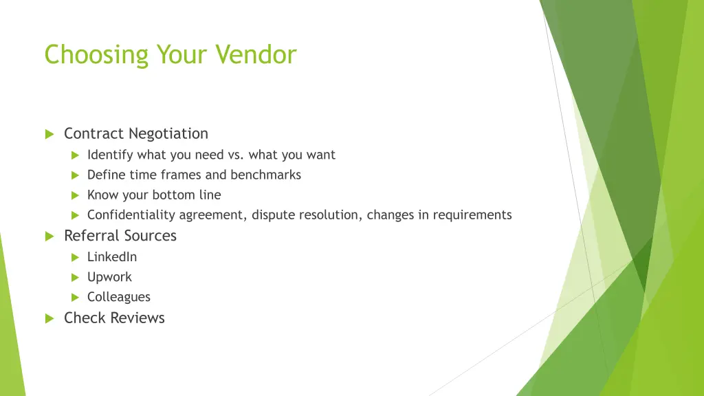choosing your vendor 1