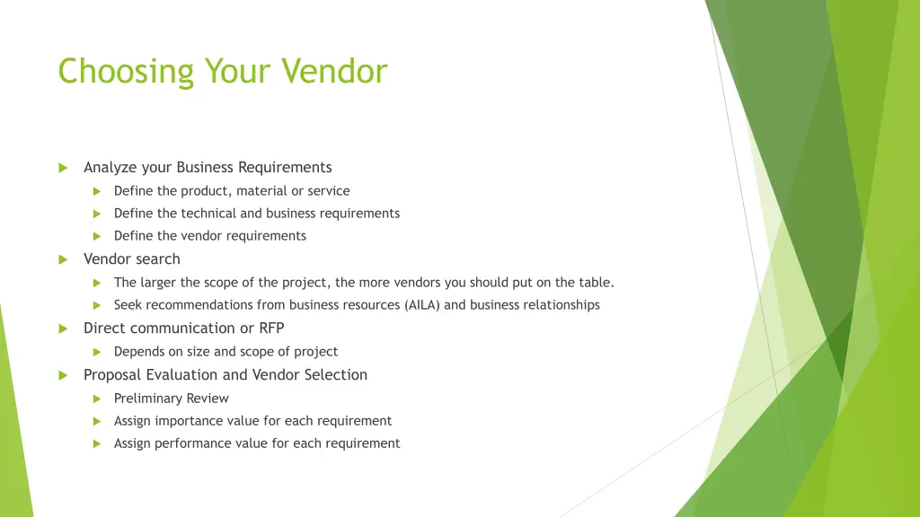 choosing your vendor