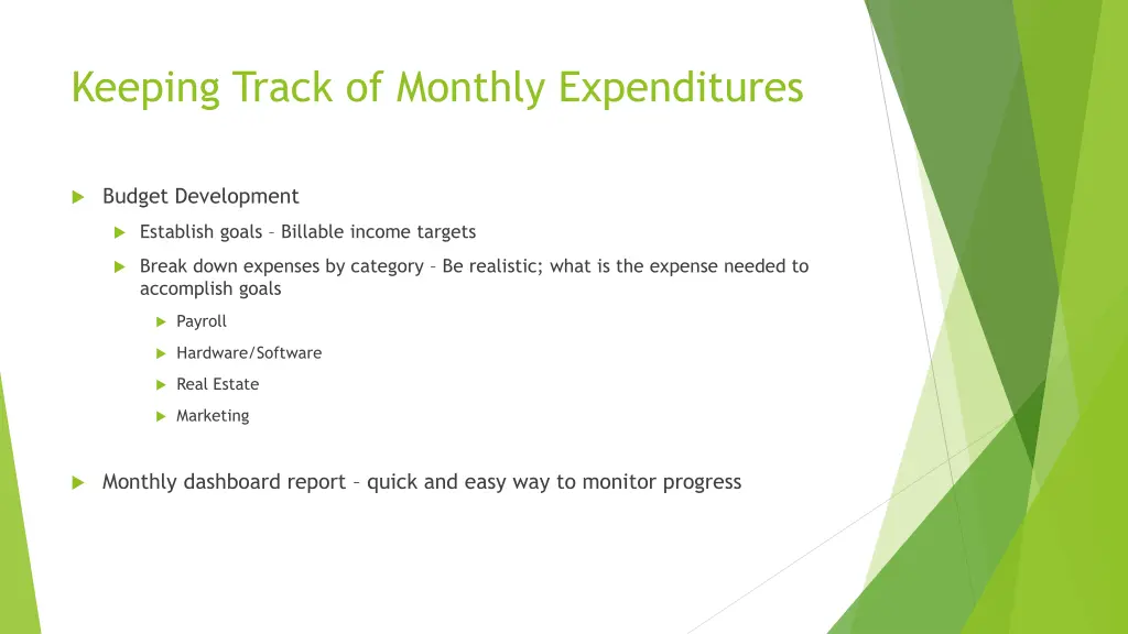 keeping track of monthly expenditures