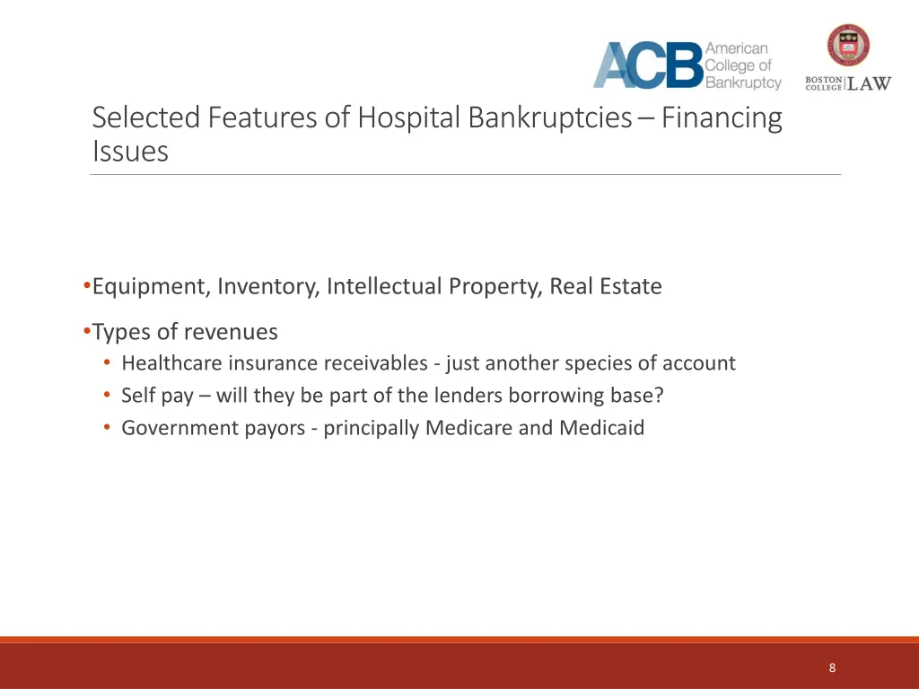 selected features of hospital bankruptcies 1